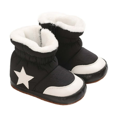 BOBOGOJP Toddler Boys Girls Winter Boots Stay On Infant Slippers Socks Shoe Non Skid Toddler First Walkers Winter Ankle Crib Shoes (Black 12 lnfant)