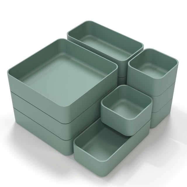 CHANCETSUI Juego de organizador de cajones apilables de 11 piezas, bandejas organizadoras de cajones de escritorio de varios tamaños, contenedores de almacenamiento para guardar maquillaje, papelería,