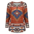 thumbnail image 4 of LEAVINGSUO Long Sleeve Shirts for Women, Fall Womens Tops Women Casual Retro Aztec Print Long Sleeve Ethnic V-Neck Zipper T-Shirts Tops, 4 of 8