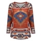 thumbnail image 4 of ICHUANYI Clearance Women Casual Retro Aztec Print Long Sleeve Ethnic V-Neck Zipper T-Shirts Tops(Orange, XXL) ICHUANYI WER2023081114584, 4 of 8