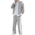 thumbnail image 7 of Wavsuf 2pcs Jogger Set Men Long Sweatsuits Sets for Mens Pocket Zipper Drawstring Shirt Jacket and Sweatpants Gray Size XL, 7 of 7