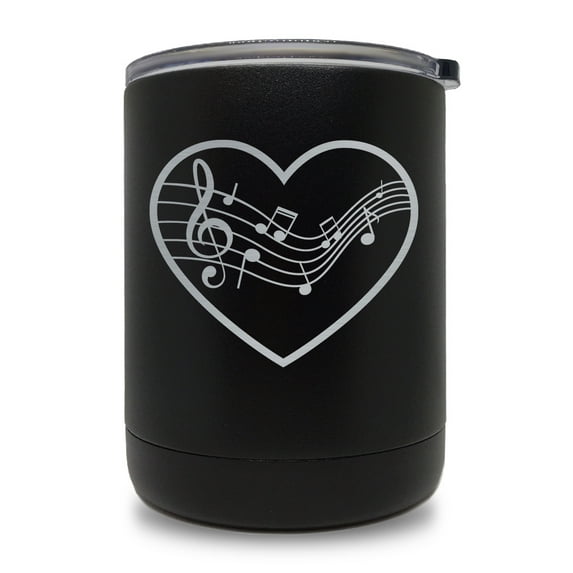 10oz Tumbler Mug, Music Staff Heart (Black)