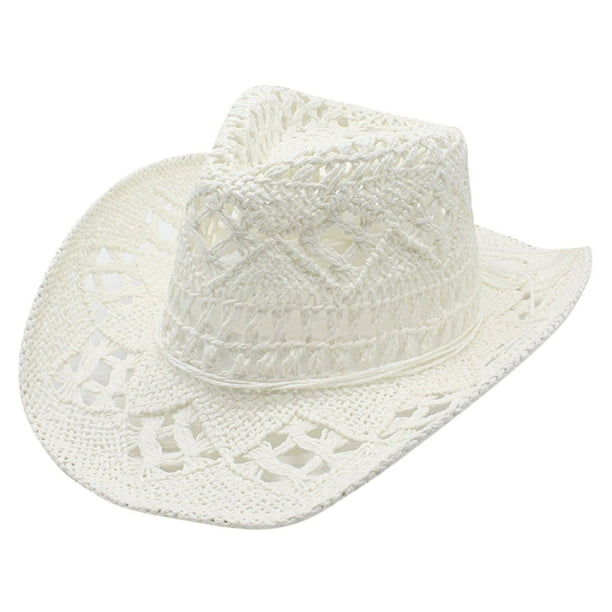 Sombreros de vaquero unisex Fdelink con protección solar UV, color blanco