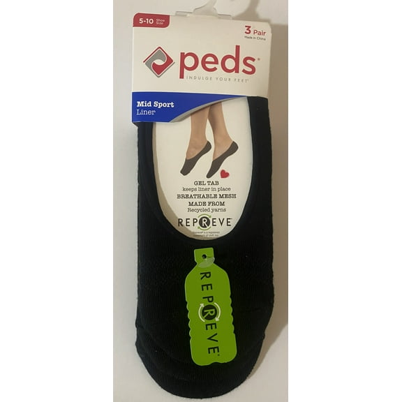 PEDS Women's Low Sport Repreve Liner, 3 Pack