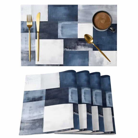 Navy Blue Black Placemats Set of 6 Ombre Modern Abstract Place Mats Table Mats Kitchen Dining Home Outdoor Party Table Decoration