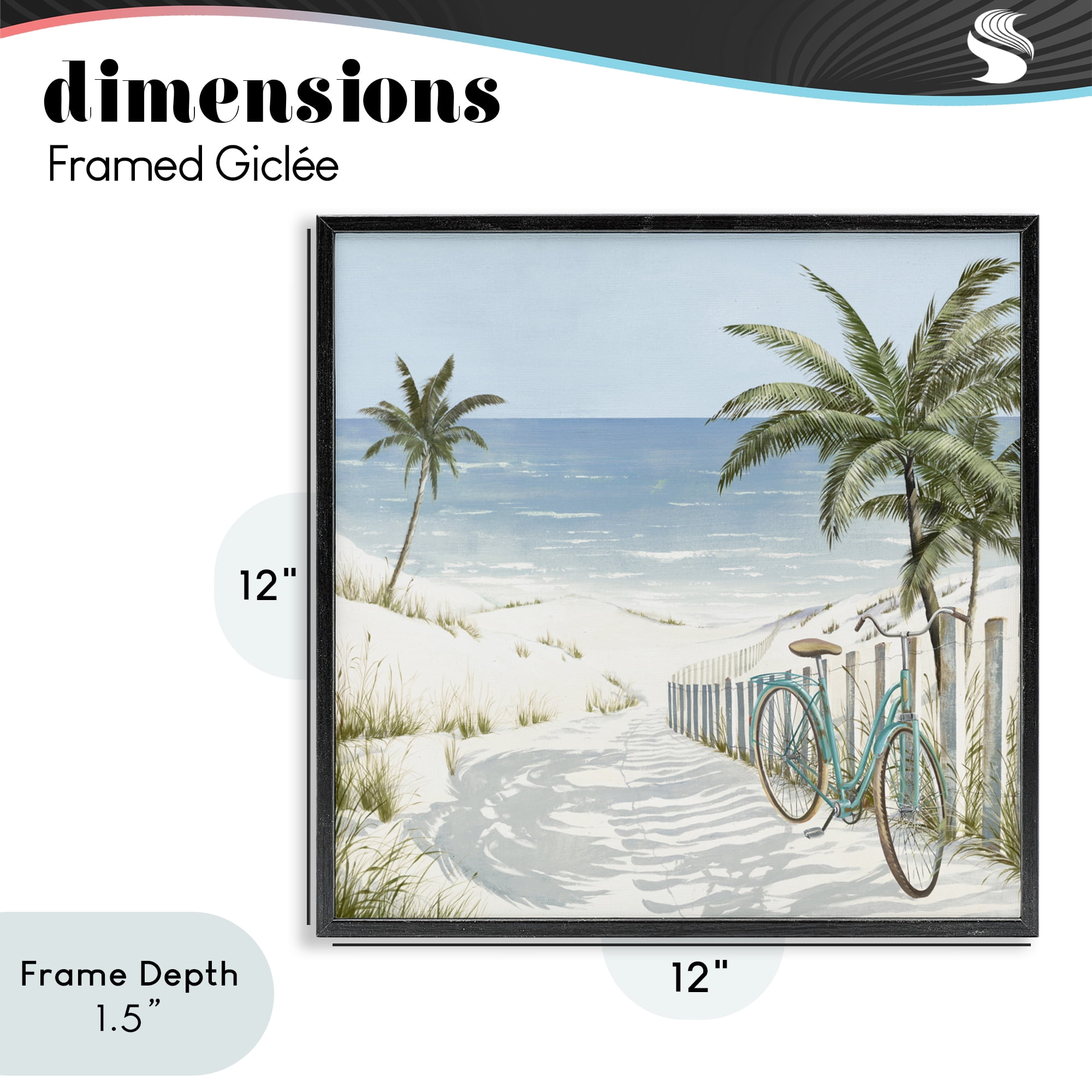Stupell Industries Beach Bike Coastal Scene Black Framed Giclee Art, design by Lorenzo Collective