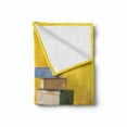thumbnail image 2 of Books Soft Flannel Fleece Throw Blanket, Minimal Photo with Stack of Old Novels Front of a Yellow Toned Grungy Wall, Cozy Plush for Indoor and Outdoor Use, 50" x 70", Multicolor, by Ambesonne, 2 of 6