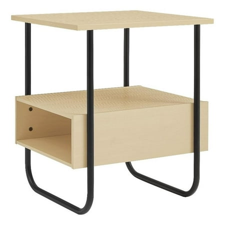 Bowery Hill Contemporary Wood Storage 2-Shelf End Table in Light Maple