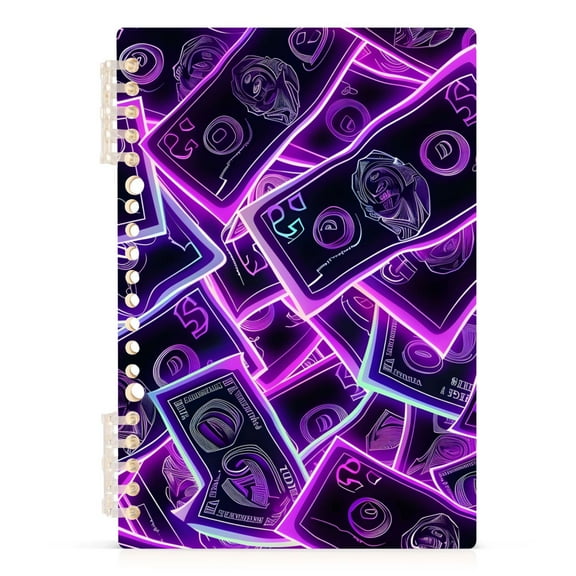 Neon Dollar Bills Notebooks 1-subject Journal 60 Sheets A5 College Ruled Paper Detachable Ring 8.3"x5.7"