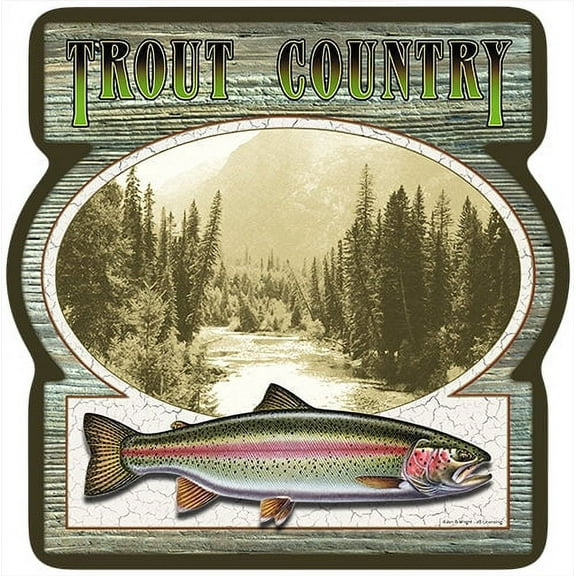 Trout Country Novelty Sign | Indoor/Outdoor | Funny Home Décor for Garages, Living Rooms, Bedroom, Offices | SignMission personalized gift Wall Plaque Decoration