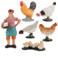 thumbnail image 1 of Juego de figuras de pollo de granja, 6 piezas, con gallina, gallo y pollitos para niños, 1 of 2