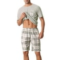 thumbnail image 2 of INSPIRAR CHIC Conjunto de Pijama para Hombre de Camiseta de Manga Corta con Pantalones Cortos a Cuadros S Gris, 2 of 5
