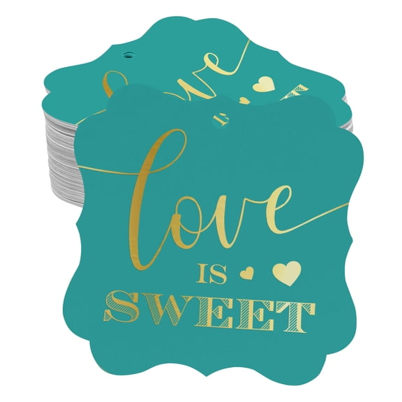 Inkdotpot Love Is Sweet Wedding Bottle Tag Real Gold Foil Favor Bracket Shape Hang Tags Pack Of 50