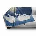 thumbnail image 2 of Swans Soft Flannel Fleece Throw Blanket, Romantic Moonlight Sky View at Night Gracious Love, Cozy Plush for Indoor and Outdoor Use, 50" x 60", Cream Dark Sky Blue, by Ambesonne, 2 of 5