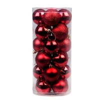Christmas Ornaments Tree Decorations, 24ct Red Shatterproof Christmas Ball Ornaments Set, 2.36 Inch Decorative Glittering Hanging Ornament Bulk for Xmas Holiday Party Decor