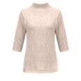 thumbnail image 4 of ManxiVoo Women's Short Sleeve Pullover Semi Turtleneck Knit Top Stretch Slim Fit Lightweight Sweater for Spring Summer Fall Layering Essential L Size Beige, 4 of 4