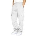 thumbnail image 2 of YNGKMEA Men's Cargo Sweatpants Plus Size Uncuffed Baggy Sweatpants Oversized Wide Leg Athletic Gym Pants with Pockets, 2 of 8