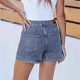 thumbnail image 3 of Jean Shorts for Women High Waisted Stretchy Denim Jorts Trendy Casual Distressed Cut Off Shorts with Pockets Sky Blue XL, 3 of 4