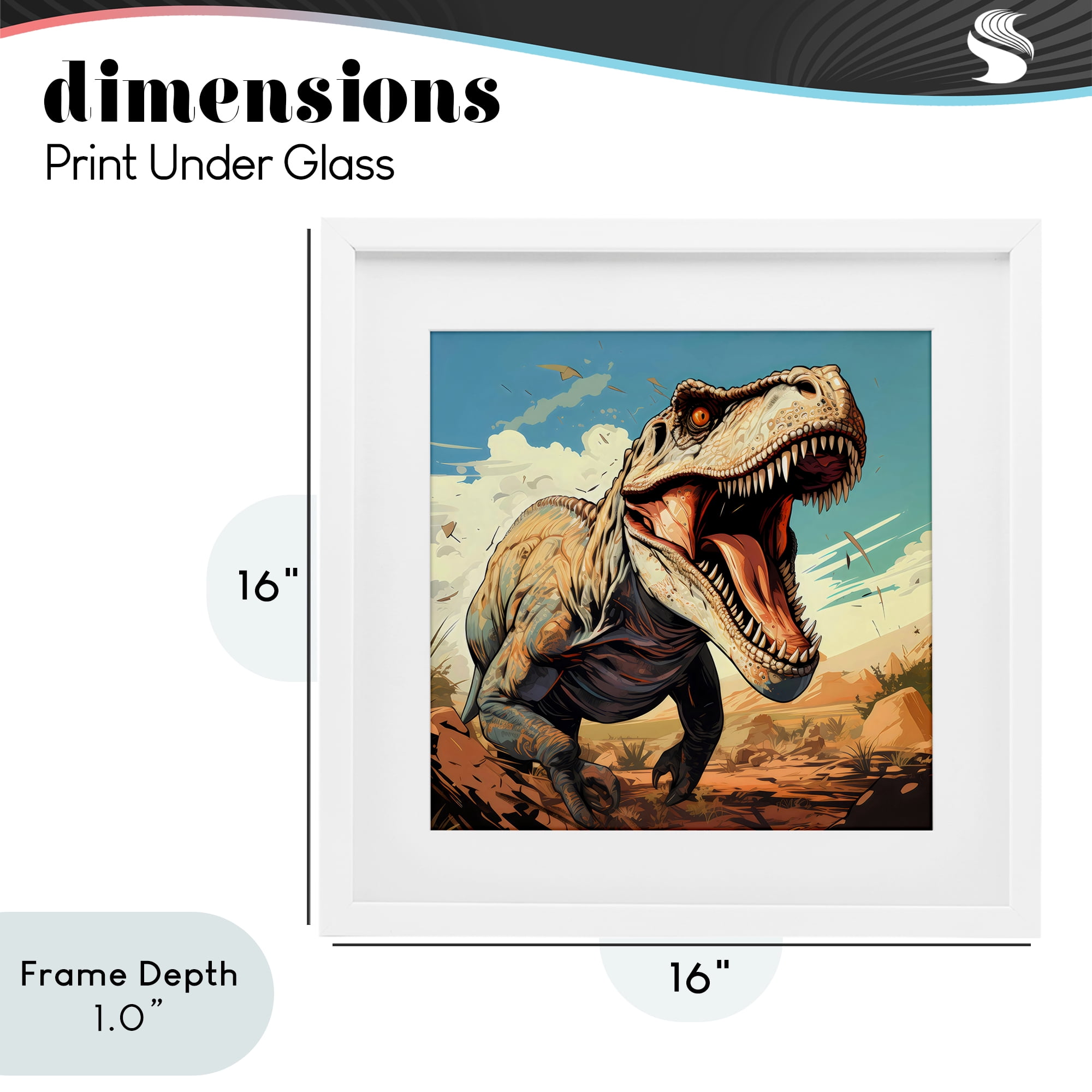 Stupell Industries Velociraptor Desert Sunset White Framed Print Under Glass, design by Creative Studio