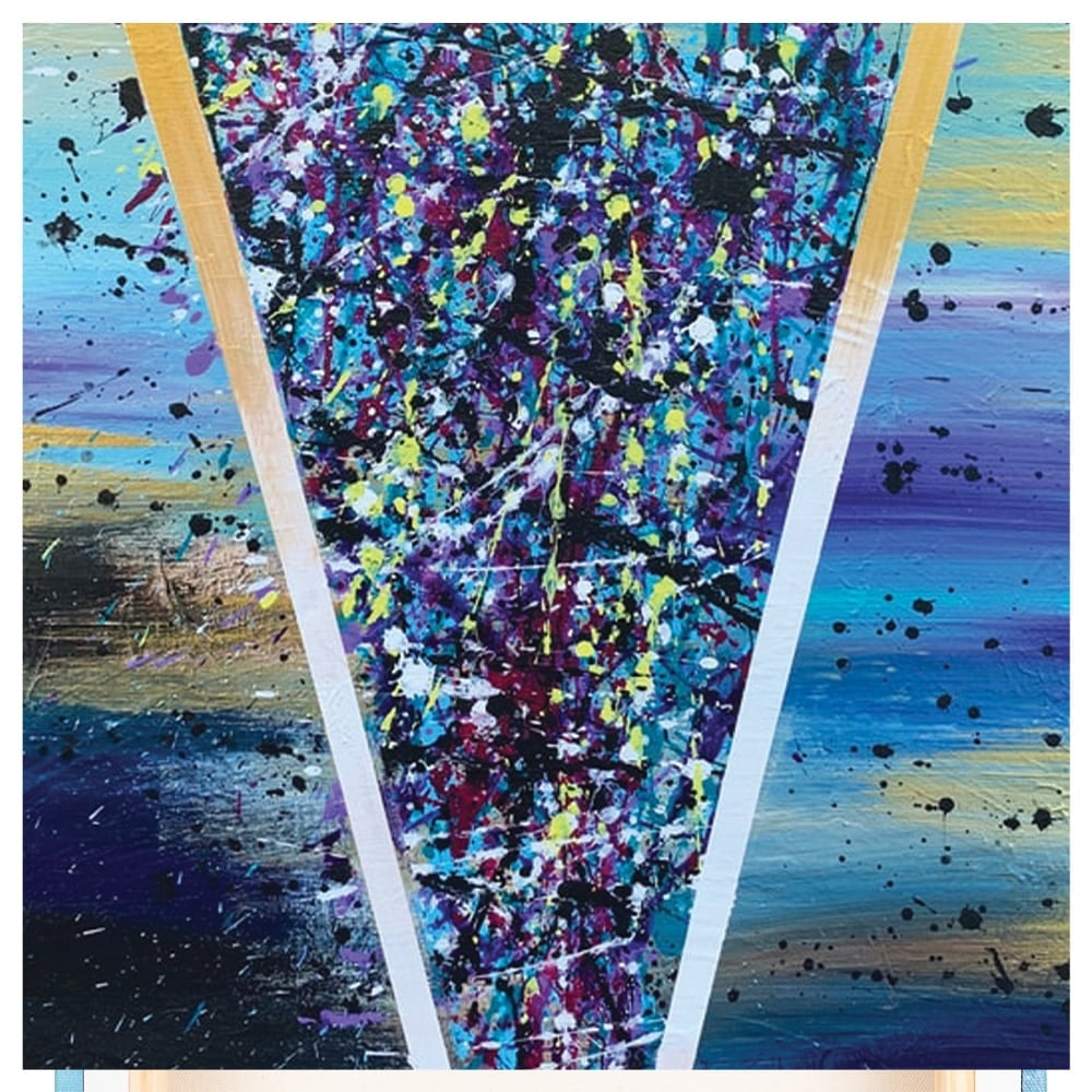 Splatter Design by Artist Sarah Wahl - 14"x14" Canvas Artwork - Multi-Color 30 x 30