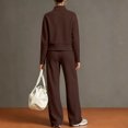 thumbnail image 4 of Women's 2 Piece Outfits Casual Lapel Half Zip Sweatshirts and Wide Leg Pants Tracksuit Sets, 4 of 4