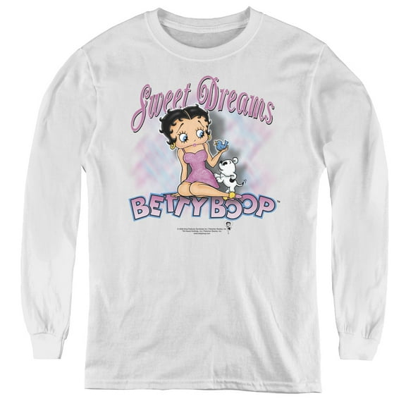 Betty Boop Sweet Dreams Youth Long Sleeve T-Shirt Tee White