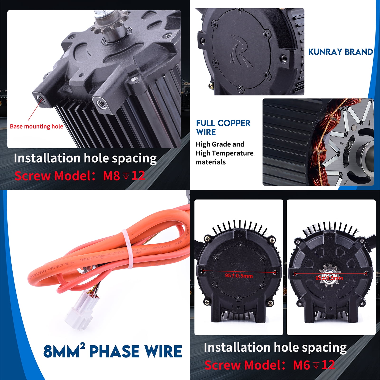 Kunray KR5V 72V 5000W Electric Brushless Motor Kit for Electric Motorcycle Dirt Bike with 100A BLDC Controller Half Twist Throttle #35 Chain