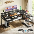 thumbnail image 5 of Sofanext 53 inch Reversible L Shaped Desk with 3 Drawers, Computer Gaming Desk with Power Outlets & USB Ports, Monitor Stand for Home Office, Corner Desk with Large Storage Space, Modern Black, 5 of 10