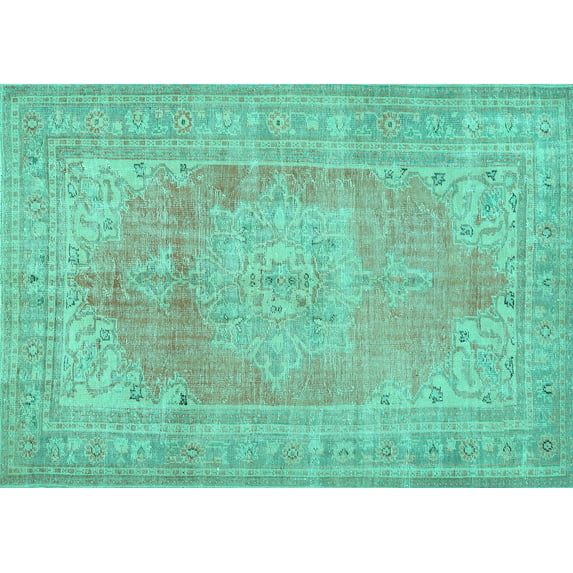 Ahgly Company Indoor Rectangle Persian Turquoise Blue Traditional Area Rugs, 2' x 5'