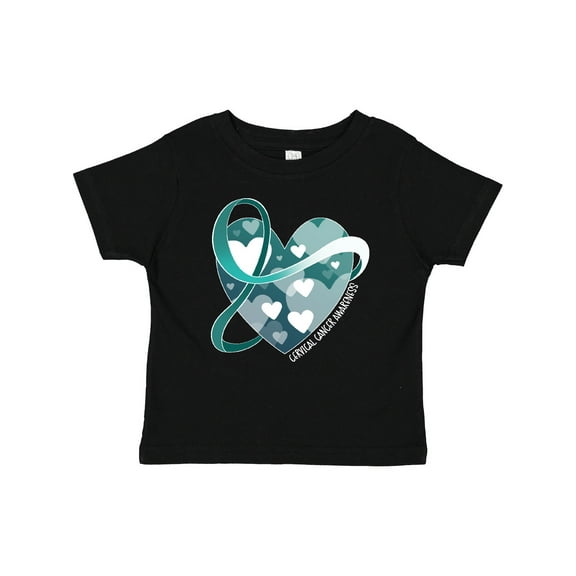 Inktastic Cervical Cancer Awareness Teal and White Ribbon Around Heart Boys or Girls Baby T-Shirt