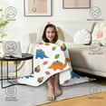 thumbnail image 4 of Wearable Blanket,White Dinosaurs Colorful Leaves Pattern Hooded Wearable Flannel Blanket for Adults & Teens,Winter Poncho Shawl Wrap Cape Cozy Anti-Pill,60"x80", 4 of 5