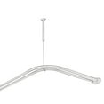 thumbnail image 6 of Utopia Alley Rustproof Wall Mounted Aluminum Double L Shaped Shower Curtain Rod 72" L x 31.7" W, with 24 Shower Hooks included & Ceiling Support ,Wall Mounted, Chrome, 6 of 11
