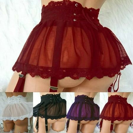 

Women‘s Sexy Lingerie Lace Up Mini Skirt Dress Underwear Garter Belt Nightwear