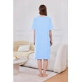thumbnail image 2 of Ekouaer Women Zipper Robe Short Sleeve Duster Housecoat Short Bathrobes Zip Front Nightgown with Pockets, 2 of 4