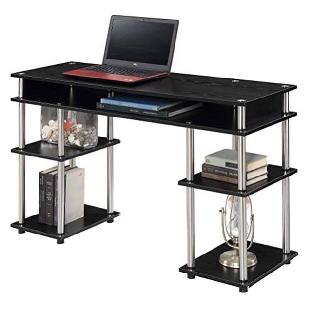 Convenience Concepts Designs2Go Bureau Étudiant Sans Outils avec Étagères, Noir