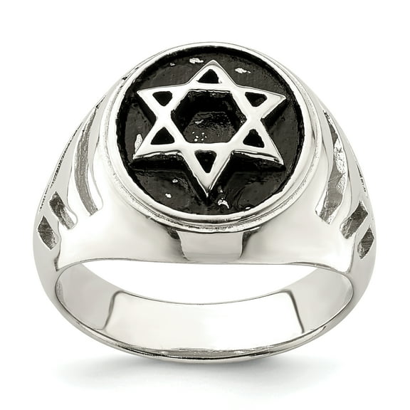 Sterling Silver Antiqued Star of David Ring QR6831