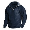 thumbnail image 3 of Huresd Men's 1/4 Zip Casual Comfort Golf Running Sweater Lightweight Soft Pullover Collar Sweatshirt Navy L, 3 of 3