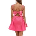 thumbnail image 5 of GEWSEY Women's Sexy Sleeveless Square Neck Adjustable Straps Bow Tie A-line Mini Party Club Dress Hot Pink, M, 5 of 7