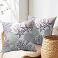thumbnail image 4 of Summer Beach Theme Ocean Pillow Covers 18x18 Inch Set of 2 Nautical Coastal Throw Pillow Covers Seashell Coral Starfish Outdoor Pillow Cases Cotton Linen Cushion Covers for Couch Bed Sofa Home Decor, 4 of 6