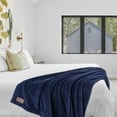 thumbnail image 3 of American Soft Linen Fleece Blanket Twin Size 60x80 - Cozy, Durable & Lightweight for Bed, Couch, and All-Season Comfort, Navy Blue, 3 of 9