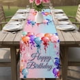 thumbnail image 4 of Happy Birthday Table Runner - 108 Inch Long Colorful Balloons Bow Gradient Modern Blue Cotton and Linen Blended Dress Scarves Farmhouse Table Runner for Kitchen Dining, Coffee Table, 13" x 108", 4 of 8
