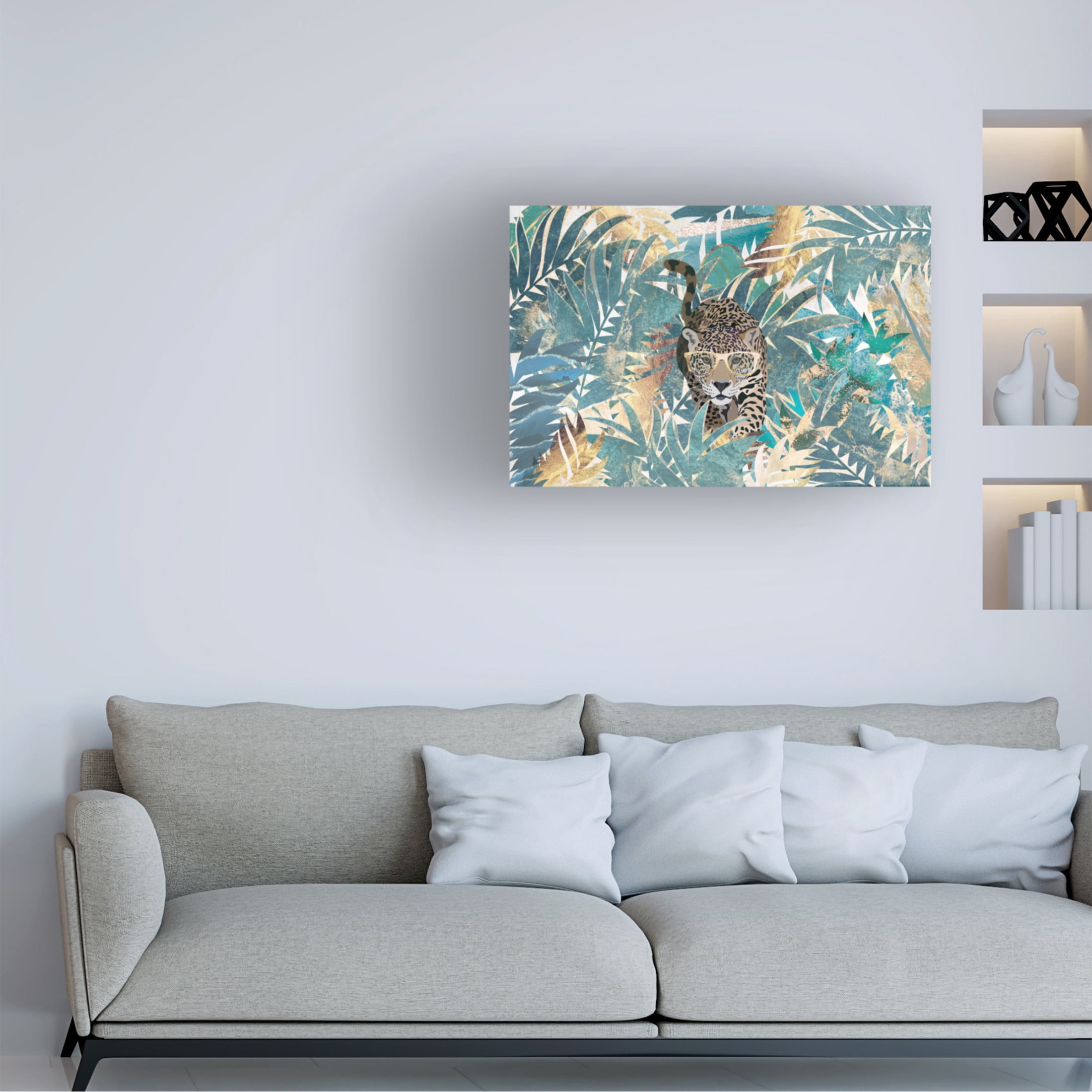 Trademark Fine Art Sarah Manovski Jaguar Jungle Landscape Mural Canvas Wall Art