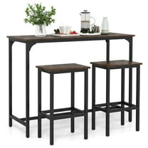 Resenkos Industrial Counter-Height Dining Set: 47.5" Table and 2 Stools, Coffee Brown