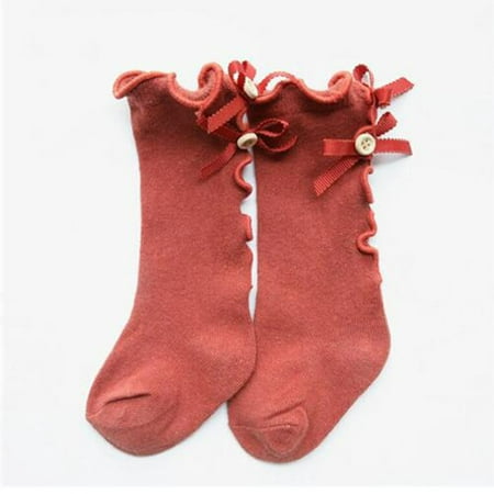 

UDAXB Socks Spring And Summer Bow Knot Fungus Side Stockings For Children Middle Tube Stockings For Children Cotton Long Tube Baby Girls Lace Children s Stockings