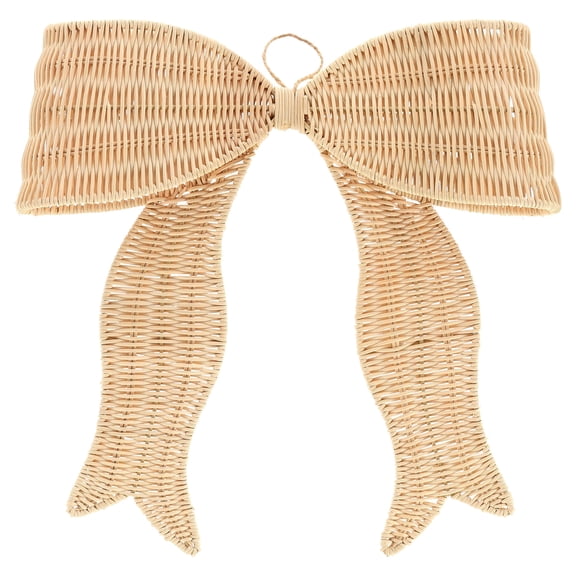 Woven Rattan Bow Christmas Decoration, Beige, 14", by Holiday Time
