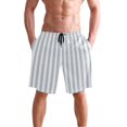 thumbnail image 4 of Dailycode Men's Quick Dry Swim Trunks Beach Shorts Casual Summer Board Shorts with Pockets, Sky Gray and White Stripes, 4 of 8
