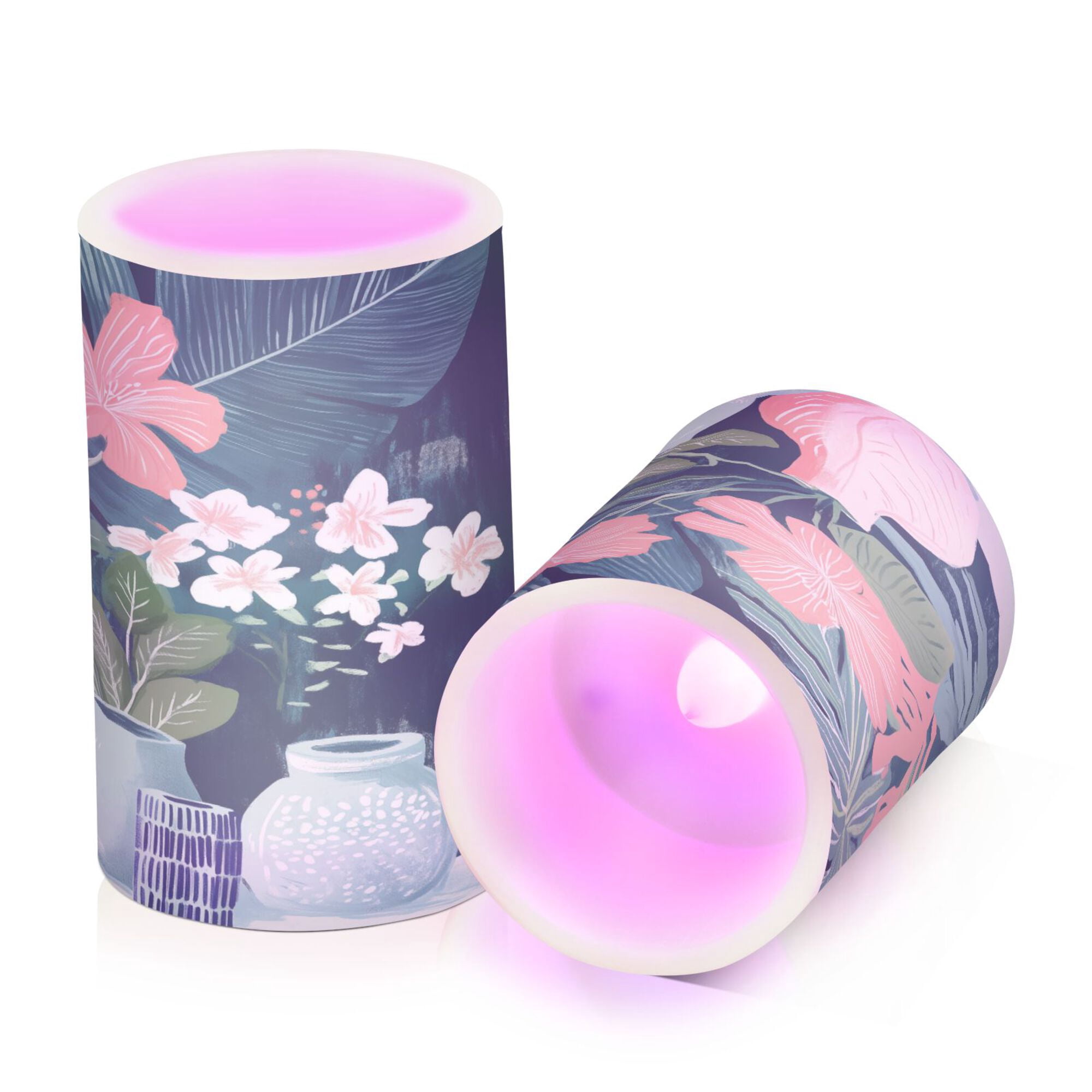 Yayeee Flameless Candles with Remote Flickering Battery Operated Multi Color Changing, Pink Flowers