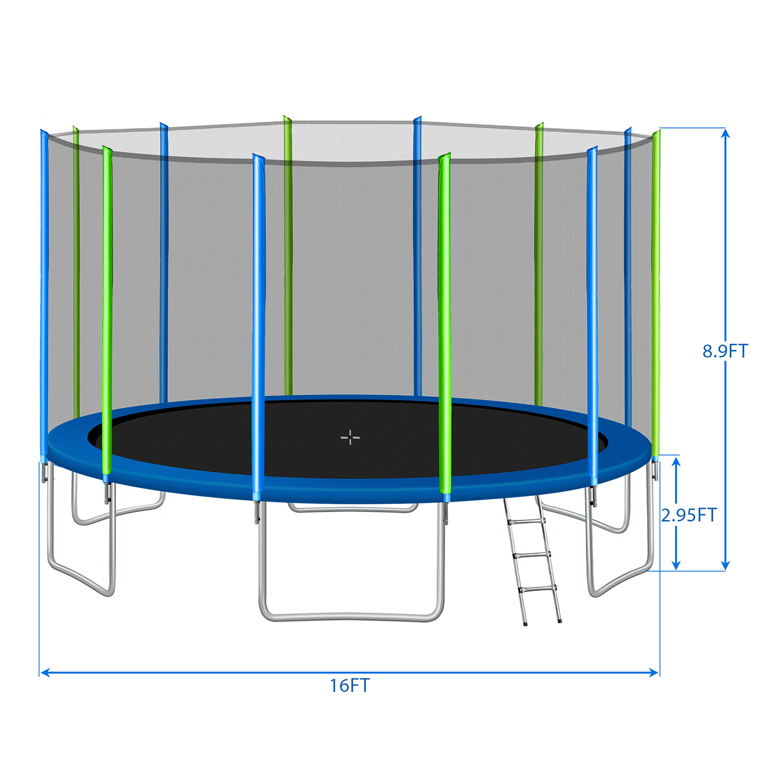 Kadyn 16FT Jumping Trampoline, Round Outdoor Recreational Trampoline with Safety Enclosure Net, Ladder and 12 Wind Stakes, Children Trampoline for Kids, Colorful Kadyn 16FT Jumping Trampoline, Round Outdoor Recreational Trampoline with Safety Enclosure Net, Ladder and 12 Wind Stakes, Children Trampoline for Kids, Colorful