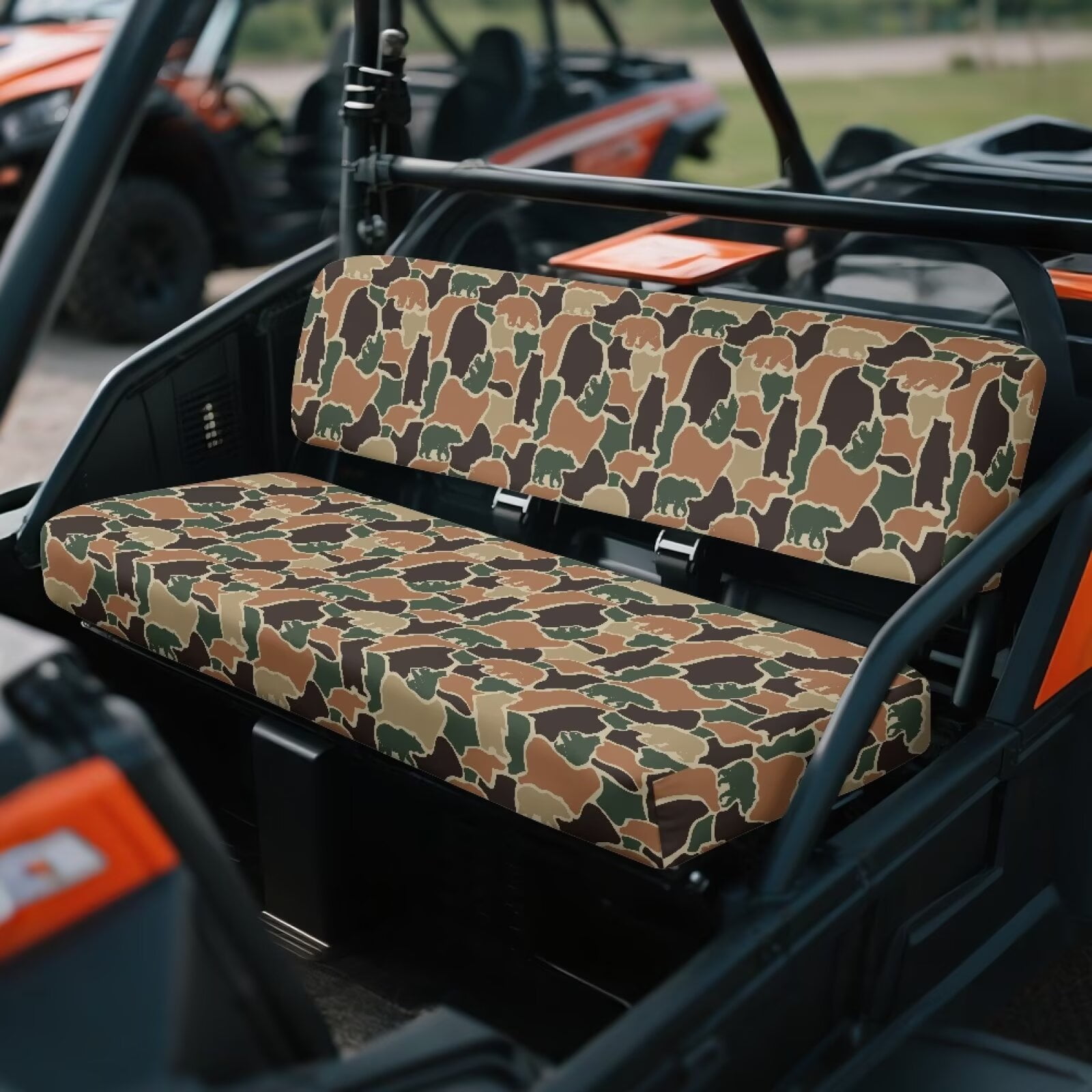 Garronmavis UTV Seat Covers Full Protection Seat Accessories Easy to Install UTV Accessories Compatible with Kawasaki Mule 4010 4x4 SE(2016-2018) Bear Camo