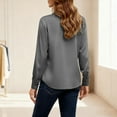 thumbnail image 6 of BXINGOHAI Women's Blouse Satin Silk Shirts Button Down Shirts Casual Loose Long Sleeve Office Work Tunic Tops Gray S, 6 of 7